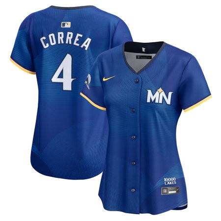 Women's Minnesota Twins #4 Carlos Correa Nike Royal 2024 City Connect Limited Jersey